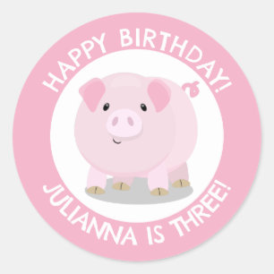 Schattigee Potbelly Pig cartoon Gepersonaliseerde Ronde Sticker