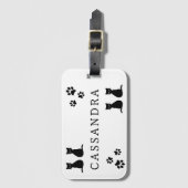 Schattigee poten & katten gepersonaliseerde naam bagagelabel (Voorkant (verticaal))