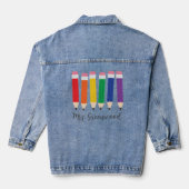 Schattigee potloden Custom Teacher Denim Jacket (Achterkant)