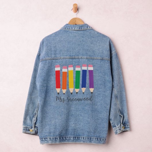 Schattigee potloden Custom Teacher Denim Jacket (Hangar)