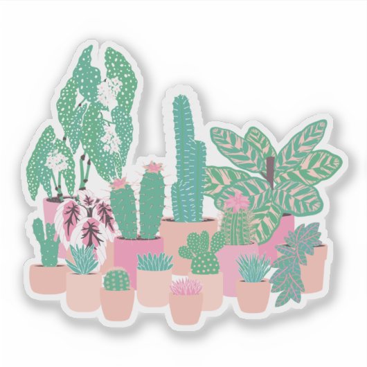 Schattigee potplanten Sticker (Voorkant)