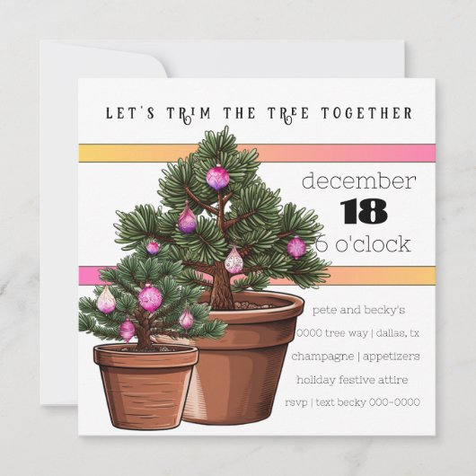 Schattigee Potten Vakantiebomen met Roze Baubles F Kaart (Voorkant)