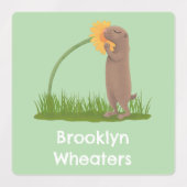 Schattigee prairiehond en bloem cartoon gepersonal labels (Design 2)