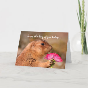 Schattigee prairiehond met bloemen kaart