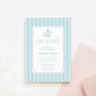 Schattigee Preppy Baby Stroller Baby shower Uitnod Kaart
