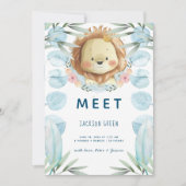 Schattigee Prince Lion Illustratie Fotocollage Geb Aankondiging (Voorkant)