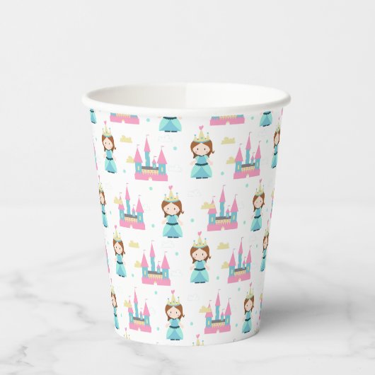 Schattigee Princess Castle Pattern Girly Papieren Bekers (Links)