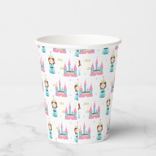 Schattigee Princess Castle Pattern Girly Papieren Bekers (Rechts)