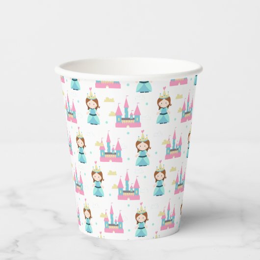 Schattigee Princess Castle Pattern Girly Papieren Bekers (Voorkant)