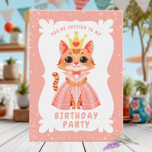Schattigee Princess Cat verjaardagsfeestje Kaart