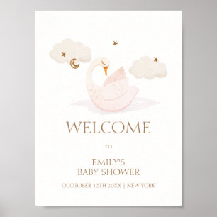 Schattigee Princess Swan Moon Star Baby shower Wel Poster