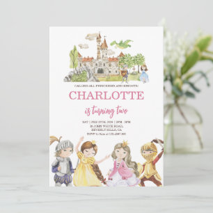 Schattigee prinses en ridders Verjaardag Kaart