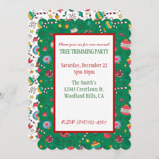 Schattigee print kerstfeest uitnodiging (Voorkant / Achterkant)