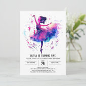 Schattigee Printable Ballerina Verjaardag Kaart (Staand voorkant)