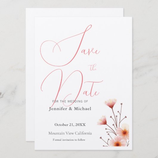 Schattigee Professionele Minimalistische Plain Mod Save The Date (Voorkant / Achterkant)