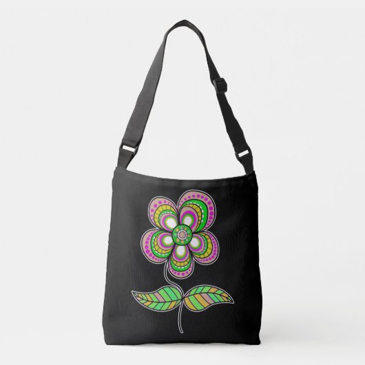 Schattigee psychedelische  bloemkunst crossbody tas (Voorkant)