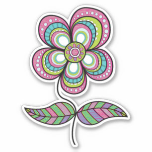 Schattigee psychedelische bloemkunst sticker