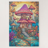 Schattigee Psychedelische Mushroom House Illustrat Legpuzzel (Verticaal)