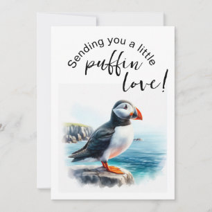 Schattigee Puffin-thema Kaart Flat Holiday Kaart