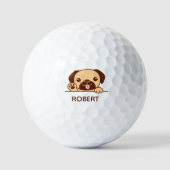 Schattigee Pug Dog Custom Naam Golfballen (Voorkant)