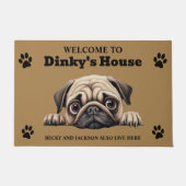 Schattigee Pug Dog Foto Deurmat (Voorkant)