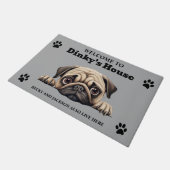Schattigee Pug Dog Foto Deurmat (Schuin)