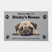 Schattigee Pug Dog Foto Deurmat (Voorkant)