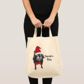Schattigee Pug Dog gepersonaliseerde kerst Canvas  Tote Bag (Voorkant (product))