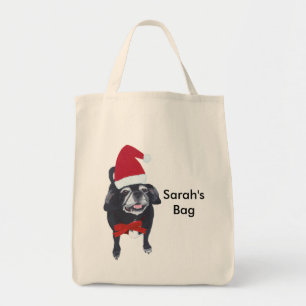 Schattigee Pug Dog gepersonaliseerde kerst Canvas Tote Bag