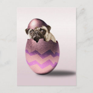 Schattigee Pug Easter Egg Design Feestdagenkaart