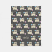 Schattigee Pug en Balls Pattern Gepersonaliseerde  Fleece Deken (Voorkant)