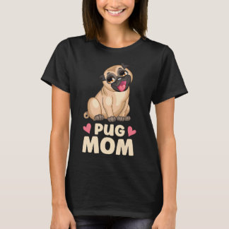Schattigee Pug Mom Cartoon Puppy Hondenliefhebber  T-shirt