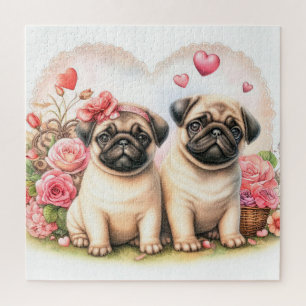 Schattigee Pug Puppies Legpuzzel