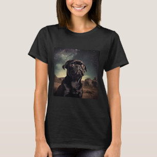 Schattigee Pug Puppy In Ruimte Inspirerend T-shirt