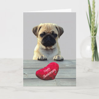 Schattigee Pug Wishing Happy Jubileum wenskaart Kaart