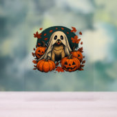 Schattigee Pugdog met pompoenen Herfst Halloween C Acryl Bord (Neutraal)