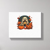 Schattigee Pugdog met pompoenen Herfst Halloween C Canvas Afdruk (Voorkant)