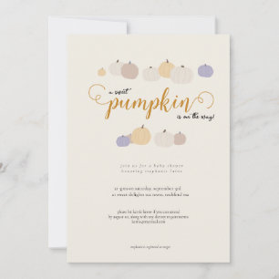 Schattigee Pumpkin Gender Neutral Baby shower Invi Kaart