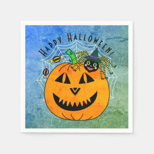 Schattigee Pumpkin Spider Witch Halloween Party Servet