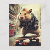 Schattigee Punk Skateboarding Hamster Doubledecker Briefkaart (Voorkant)