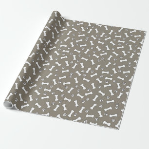 Schattigee Pup Dog Theme Paw Prints en Botten Nieu Cadeaupapier