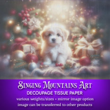 Schattigee pup en kerstboom vakantie decoupage