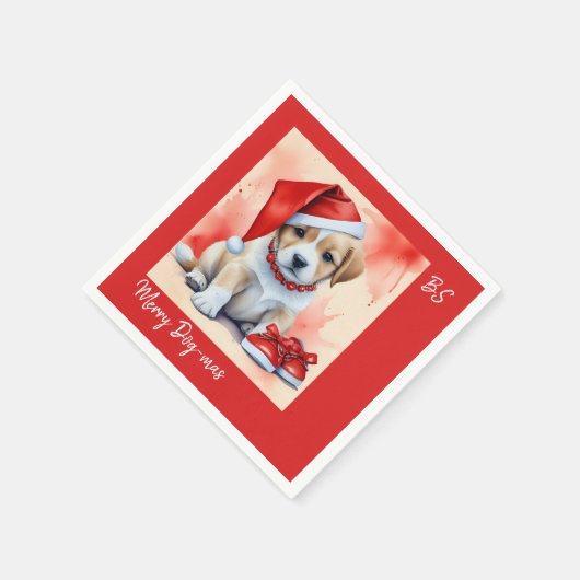 Schattigee pup in vermomming | Feestelijke kerst Servet (Hoek)