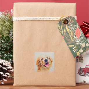 Schattigee pup. Zijn naam is "Happy". Vierkante Sticker