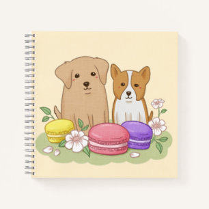 Schattigee Puppies en Macarons Illustratie Kunst Notitieboek