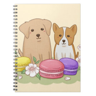 Schattigee Puppies en Macarons Illustratie Kunst Notitieboek