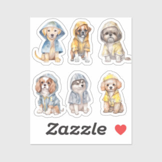 Schattigee Puppies in regenjassen Stickers