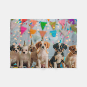 Schattigee Puppies Verjaardagsfeest Celebration De Fleece Deken