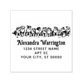 Schattigee Puppies Zittend in Lijn Naam Retouradre Zelfinktende Stempel (Design)