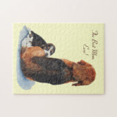 Schattigee puppy beagle knuffelmoeder legpuzzel (Horizontaal)